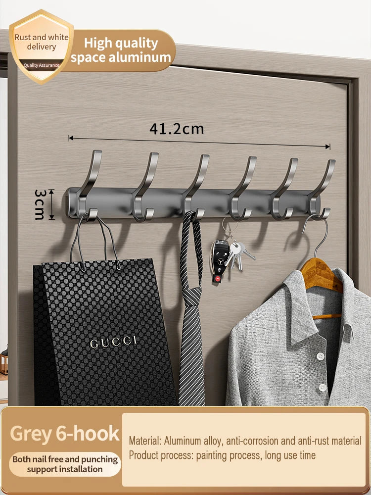 YUNJIEYA 6-Hook Aluminum Wall Hook | Robe & Door Hanger