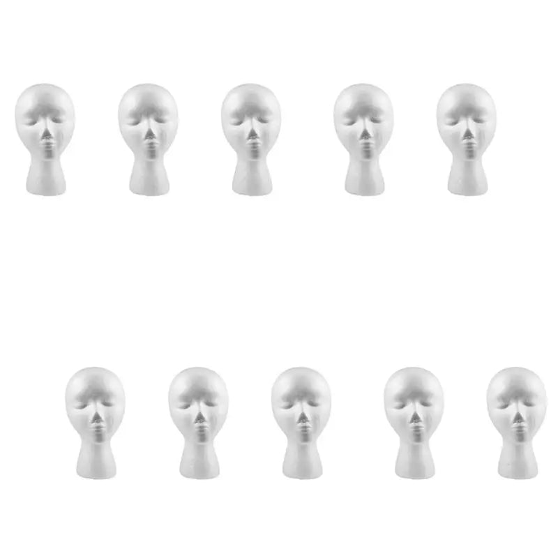 A36T-10Pcs 27.5 X 52Cm Dummy / Mannequin Head Female Foam(Polystyrene) Exhibitor For Cap, Headphones, Hair Accessories Peaceful Pleasures Health and Wellness White