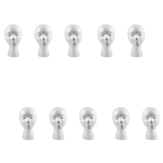 A36T-10Pcs 27.5 X 52Cm Dummy / Mannequin Head Female Foam(Polystyrene) Exhibitor For Cap, Headphones, Hair Accessories Peaceful Pleasures Health and Wellness White