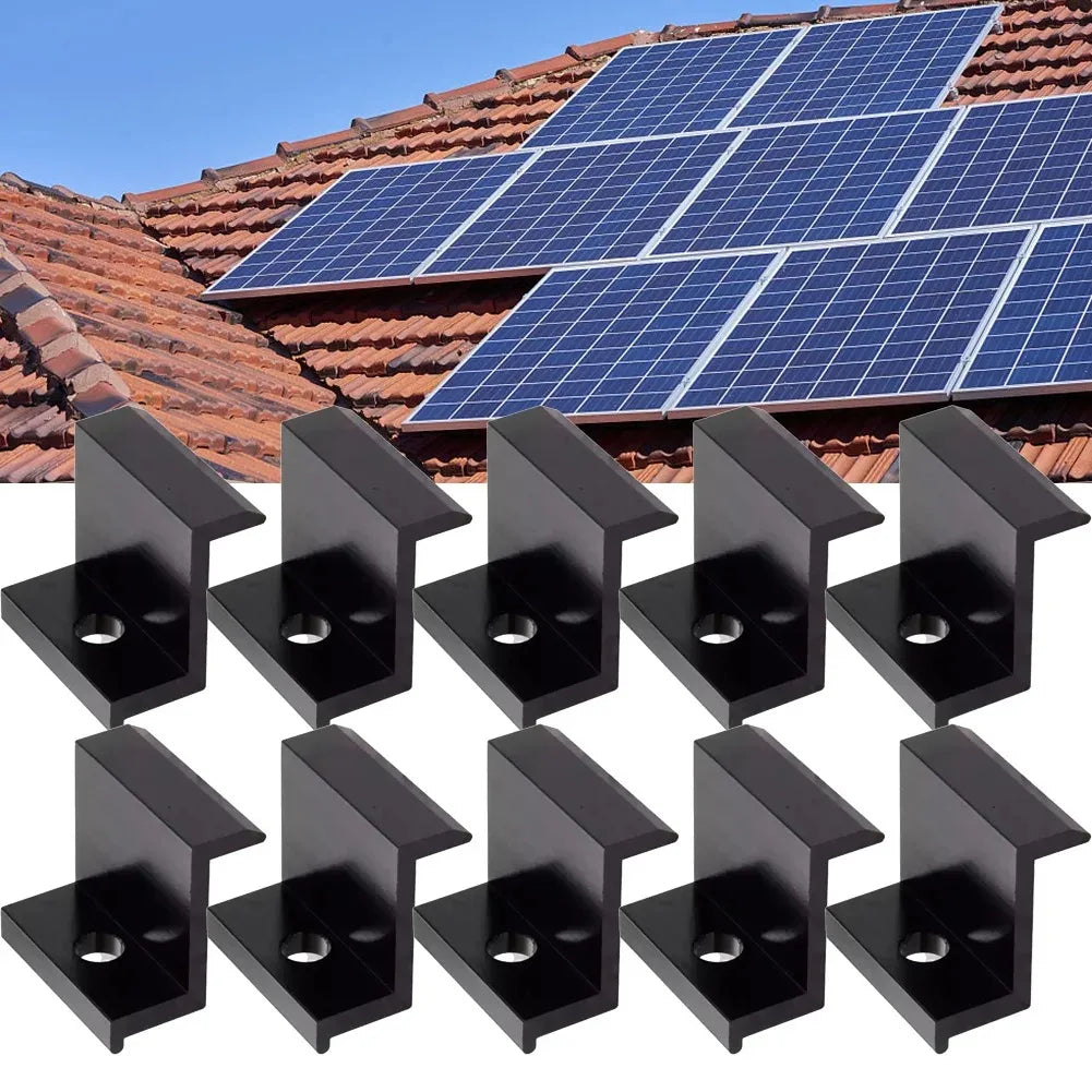10Pcs Black Aluminum Alloy PV Solar Panel End Clamp Photovoltaic Bracket Mount Accessories Side Pressure Block Peaceful Pleasures Health and Wellness