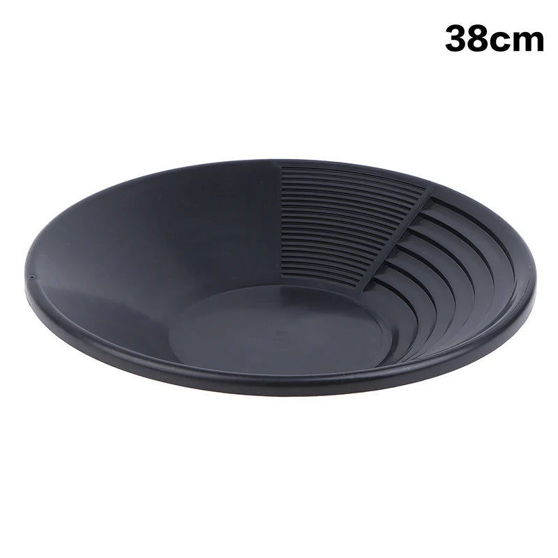 Dia 35/38cm Plastic Gold Pan Ergonomic Gold Panning Tool For Gold Mining Metal Detect Wash Gold Panning Equipment Peaceful Pleasures Health and Wellness 38CM Black