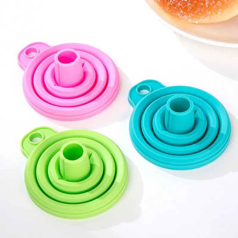 Household Telescopic Funnel Kitchen Packaging High Temperature Resistant Funnel Mini Folding Funnel Kitchen Tools 4 Colors 1 Pac Peaceful Pleasures Health and Wellness