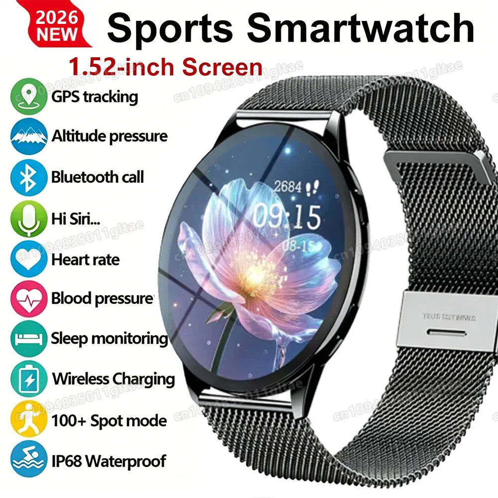 Men Women Sports Smart Watch 1.52" Screen Voice Call Smartwatch Heart Rate Sleep Monitoring Smart Notifications Message Preview Peaceful Pleasures Health and Wellness