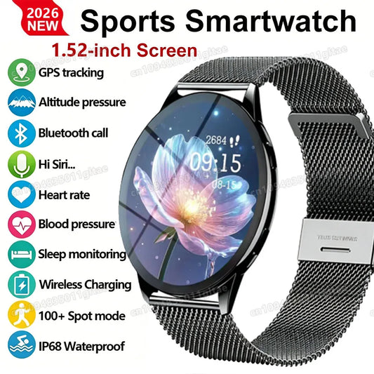 Men Women Sports Smart Watch 1.52" Screen Voice Call Smartwatch Heart Rate Sleep Monitoring Smart Notifications Message Preview Peaceful Pleasures Health and Wellness