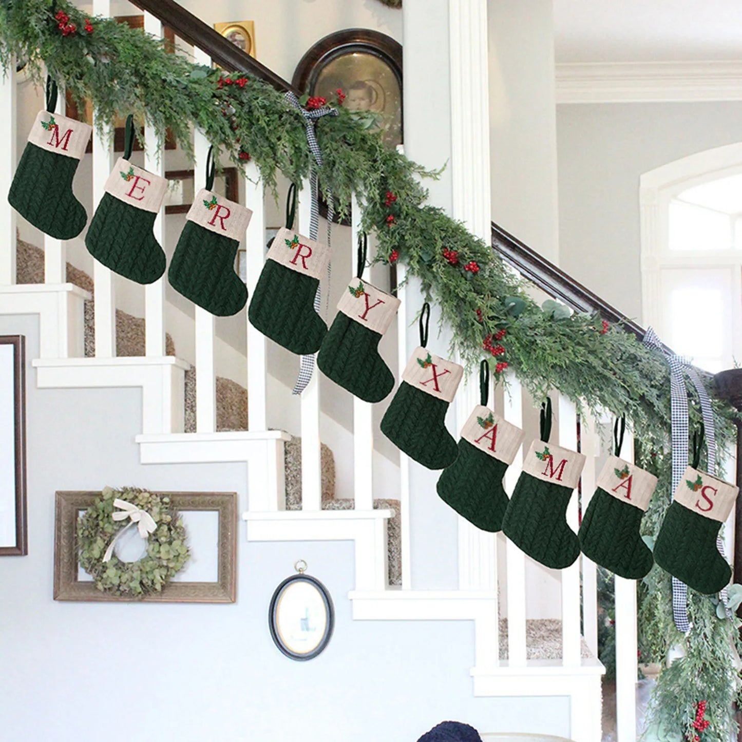 Embroidered Knit Christmas Stocking | Festive Holiday Décor