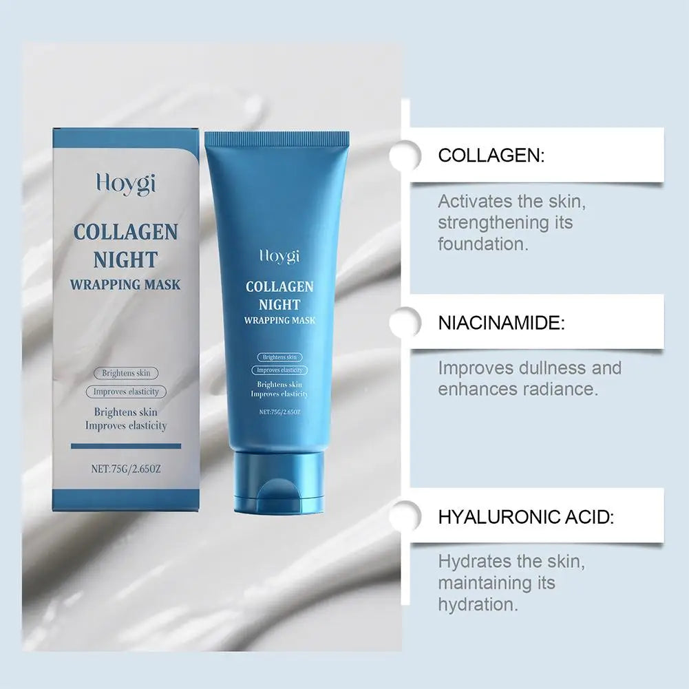 Collagen Glass Skin Night Wrapping Mask – Deep Hydration Peel-Off & Sleeping Face Mask | Anti-Aging & Brightening 75g Peaceful Pleasures Health and Wellness
