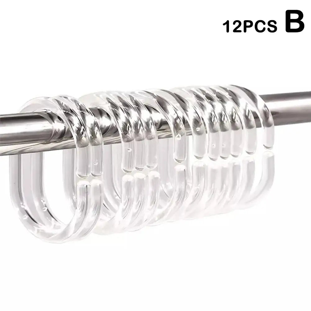12PCS Plastic Shower Curtain Hooks for Easy Replacement Peaceful Pleasures Health and Wellness Transparent
