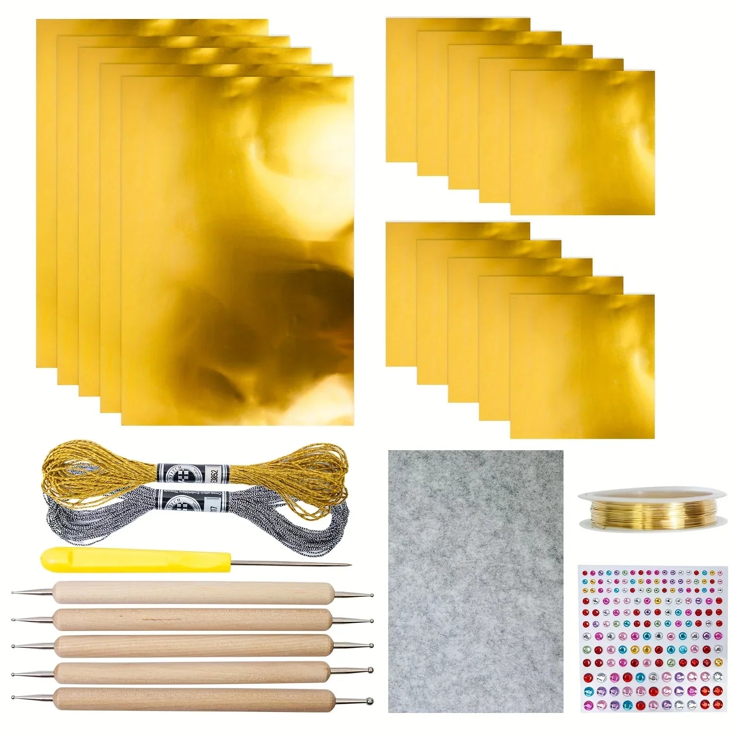 Gold Leaf Gilding Kit – Foil Sheets, Diamonds & Craft Tools Gilding Craft Kit Peaceful Pleasures Health and Wellness Gold