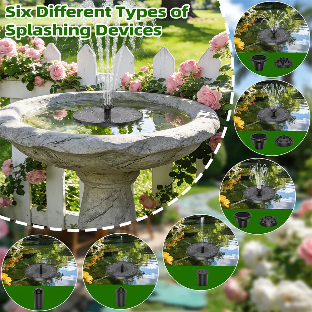 2.5W Solar Fountain with 6 Nozzles – Garden Pond & Pool