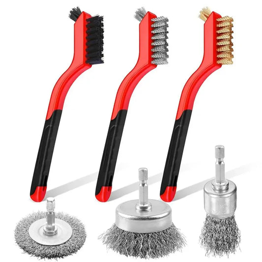A36T-Steel Wire Brush Set-6Pcs Wire Brushes For Cleaning Rust, Small Wire Brush, Wire Wheel For Drill Nylon, Brass Peaceful Pleasures Health and Wellness As shown