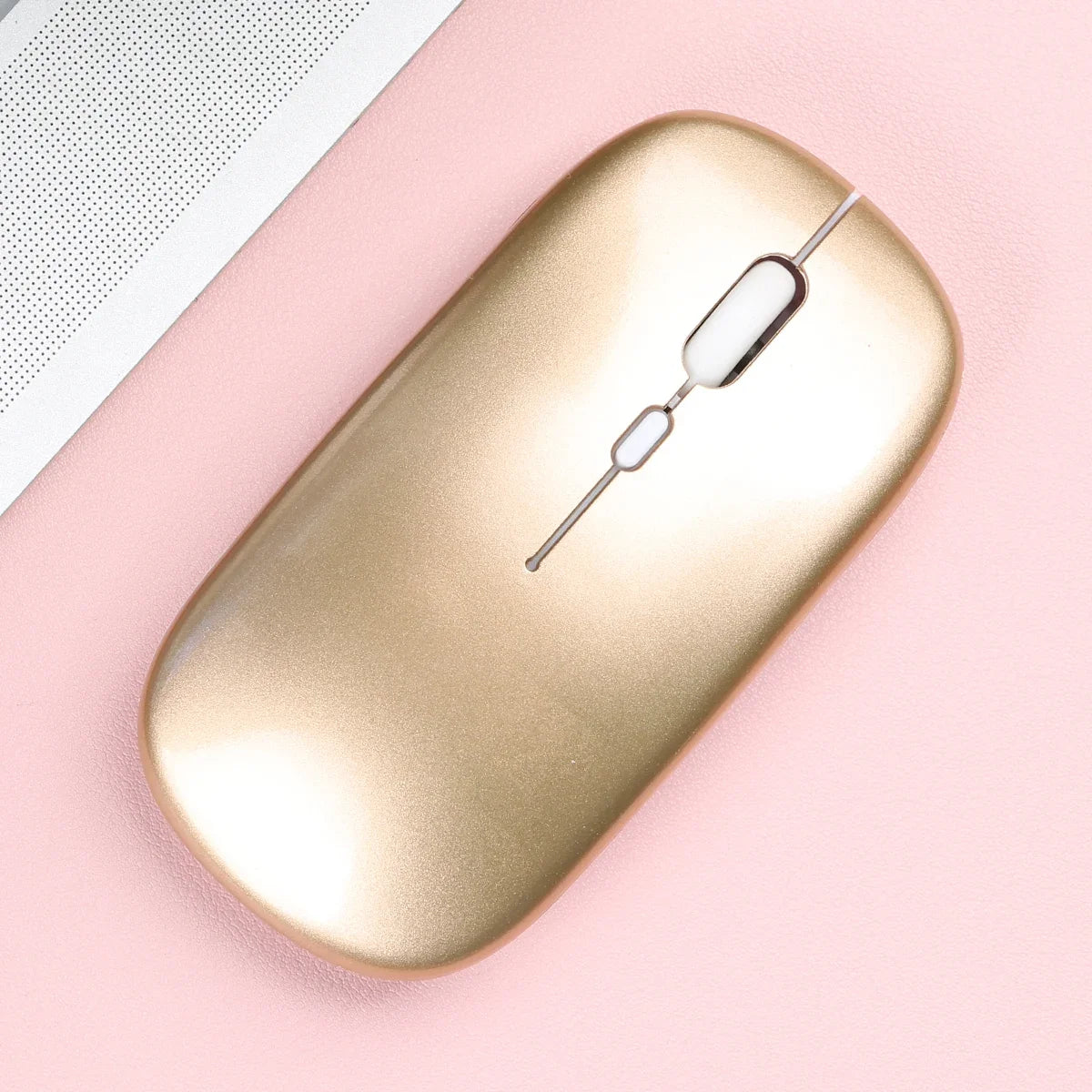 Wireless Bluetooth-compatible Mouse Portable Ergonomic Computer Mice For Laptop iPad Tablet PC Mobile Phone Office Gaming Mouse Peaceful Pleasures Health and Wellness Glossy-Gold