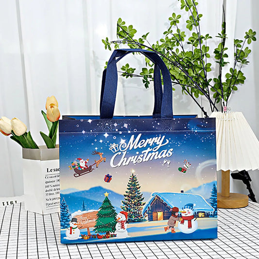 Christmas Snowman & Santa Non-Woven Gift Bag | Holiday Tote Christmas Gift Bag Oasis Select