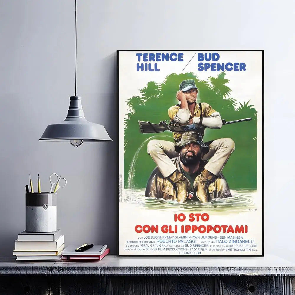 Terence Hill & Bud Spencer HD Wall Poster | Self-Adhesive PVC Art Wall Art Poster Peaceful Pleasures Health and Wellness z5 40X50cmNoframe