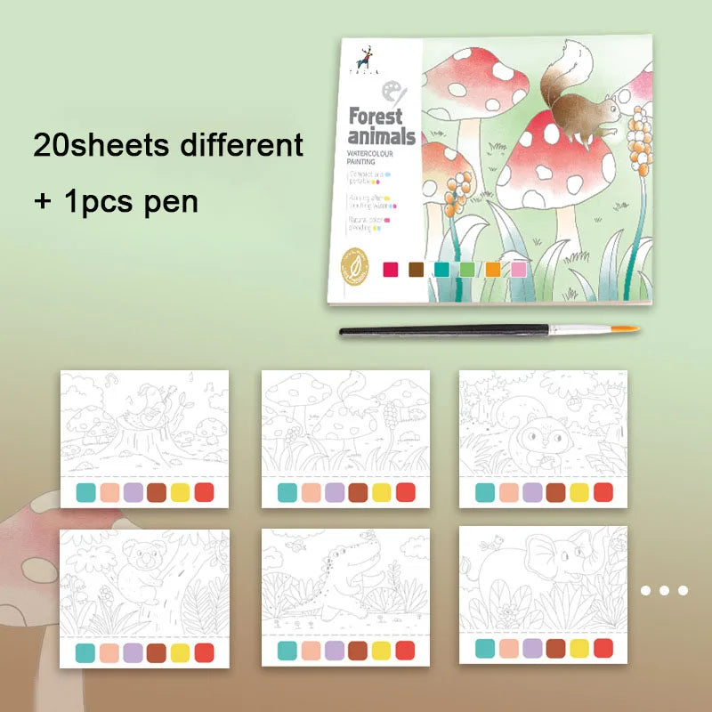 20Page Children's Creative Watercolor Painting Book Fairy Ocean