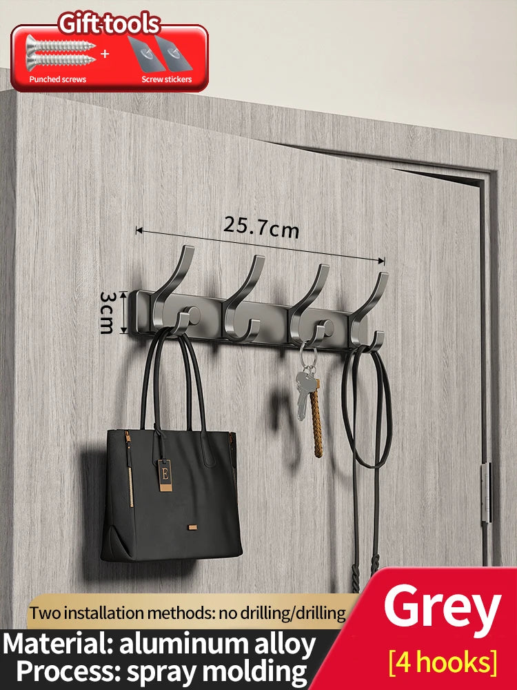 No-Drill Aluminum Wall Hook – Coat, Robe & Bag Hanger Organizer