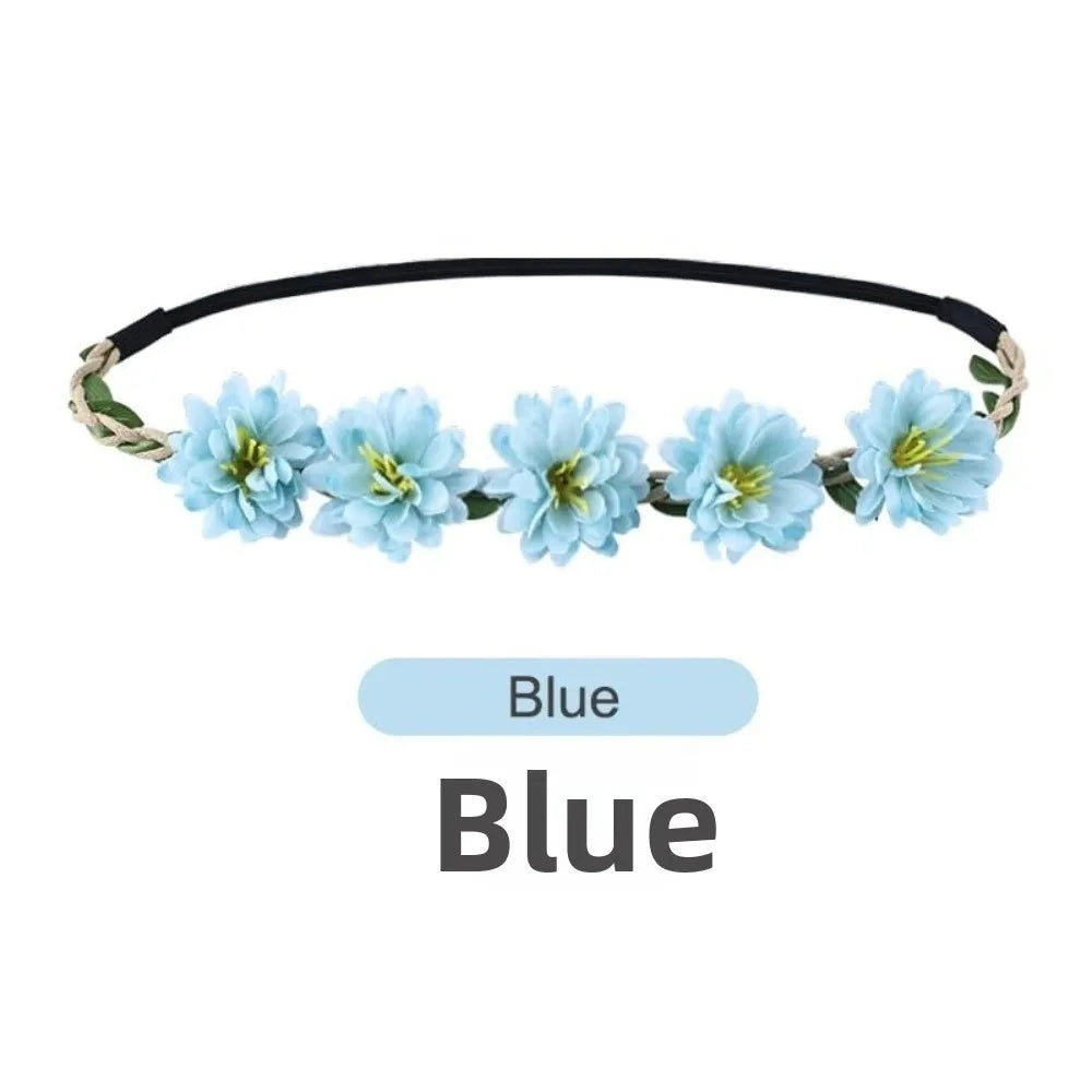 Pink Rose Floral Crown – Boho Adjustable Ribbon Headpiece
