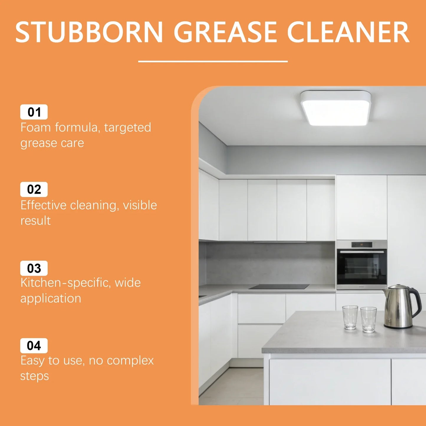 Kitchen Grease Foam Cleaner | Stove & Range Hood Degreaser
