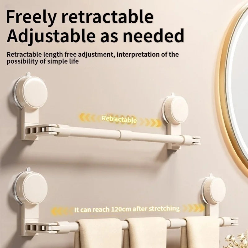 No-Drill Suction Cup Extendable Towel Rack | Adjustable Bath Bar