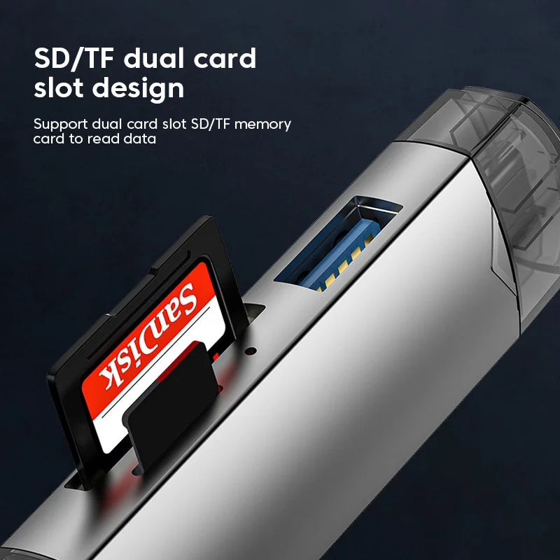 6 in 1 Otg Type C Card Reader USB 3.0 Micro Sd Mini Adapter TF USB Flash Drive Converter Mobile Phone Accessories Peaceful Pleasures Health and Wellness