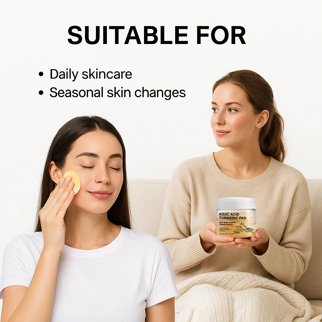Kojic Acid Turmeric Clarifying Toner Pad & Use After Spot Care, Soothing & Moisturizing with Turmeric, Niacinamide,70 Pads Peaceful Pleasures Health and Wellness