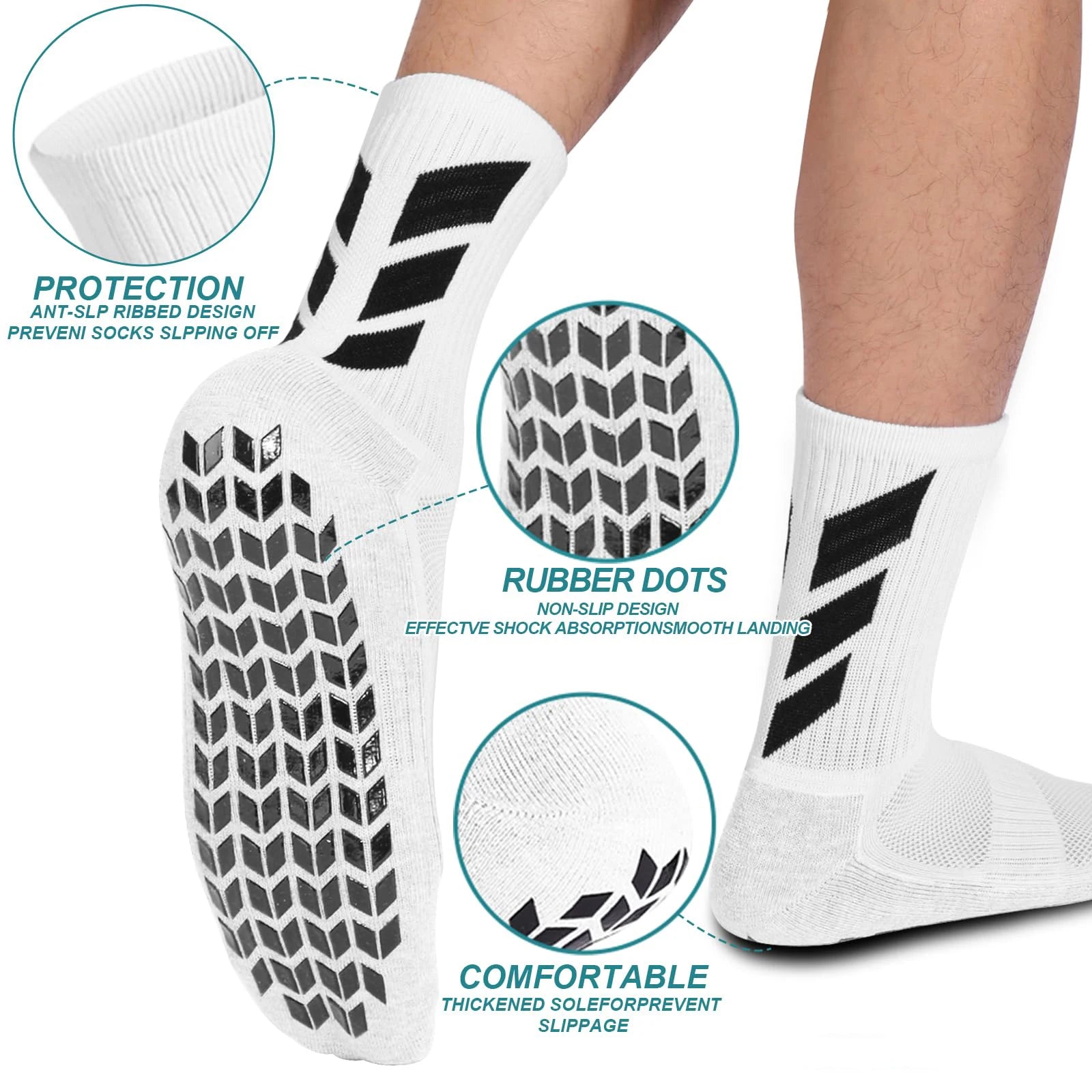 1 pair of socks football socks men's anti slip hospital yoga anti slip training sports socks Peaceful Pleasures Health and Wellness