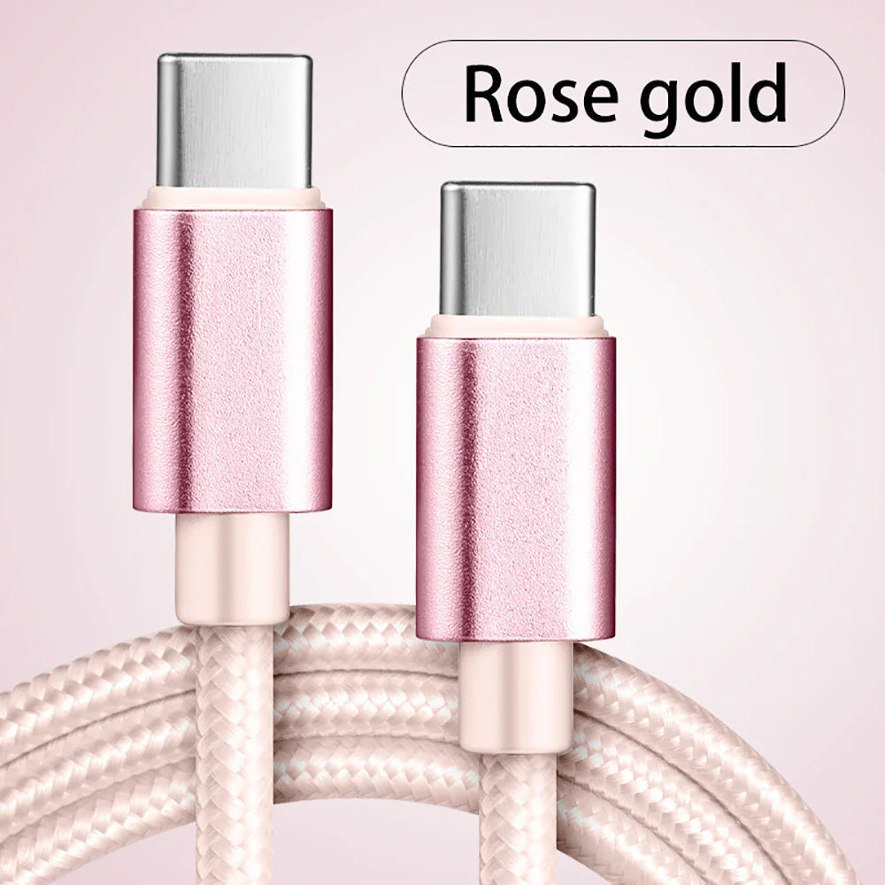 66W 5A USB-C Fast Charging Nylon Cable 1M/2M/3M | iPhone & Samsung