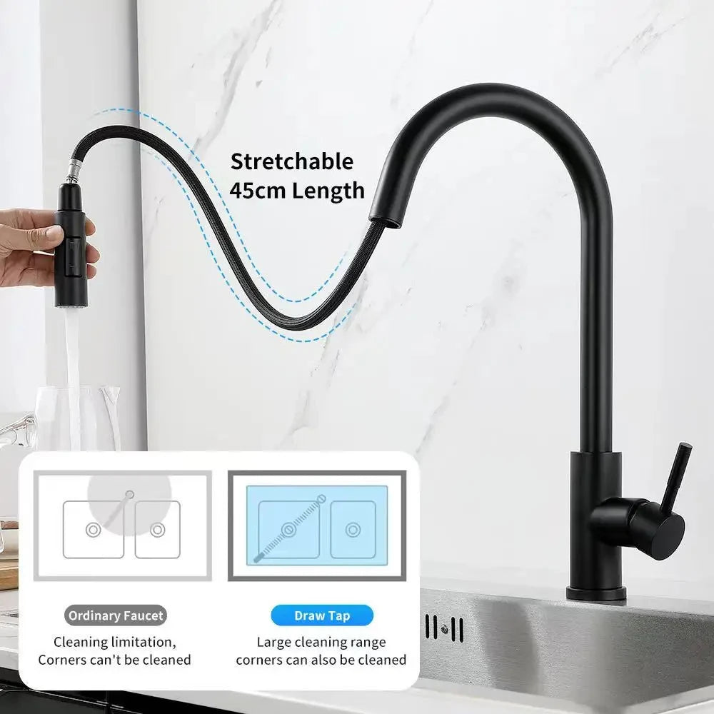 Brushed Gold Pull-Out Kitchen Faucet | Single Handle Mixer