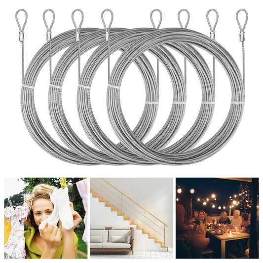 2M Wire Rope 4 Roll 304 Stainless Steel Cable with Crimp Sleeves Rustproof Cable for Garden Trellis Clothesline Railing Trellis Peaceful Pleasures Health and Wellness