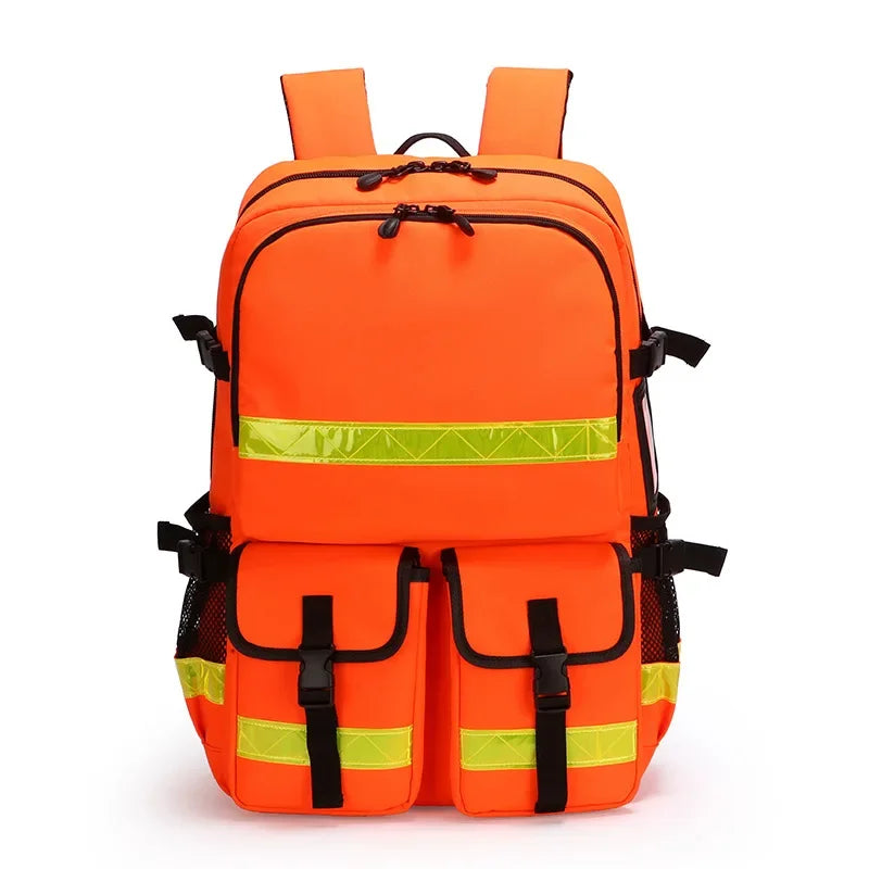 Large Capacity Waterproof First Aid Kit Forest Firefighting Backpack Flood Prevention and Rescue Kit Emergency Equipment Kit Peaceful Pleasures Health and Wellness Orange