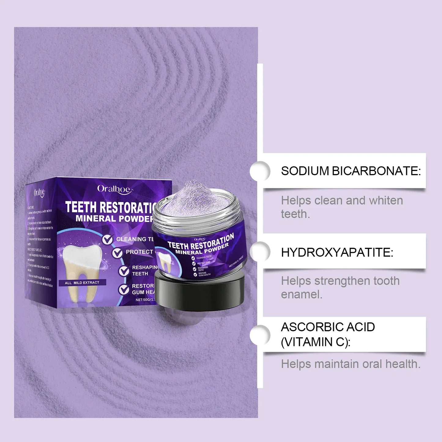 Oralhoe Purple Tooth Whitening Powder 50g – Fresh Breath