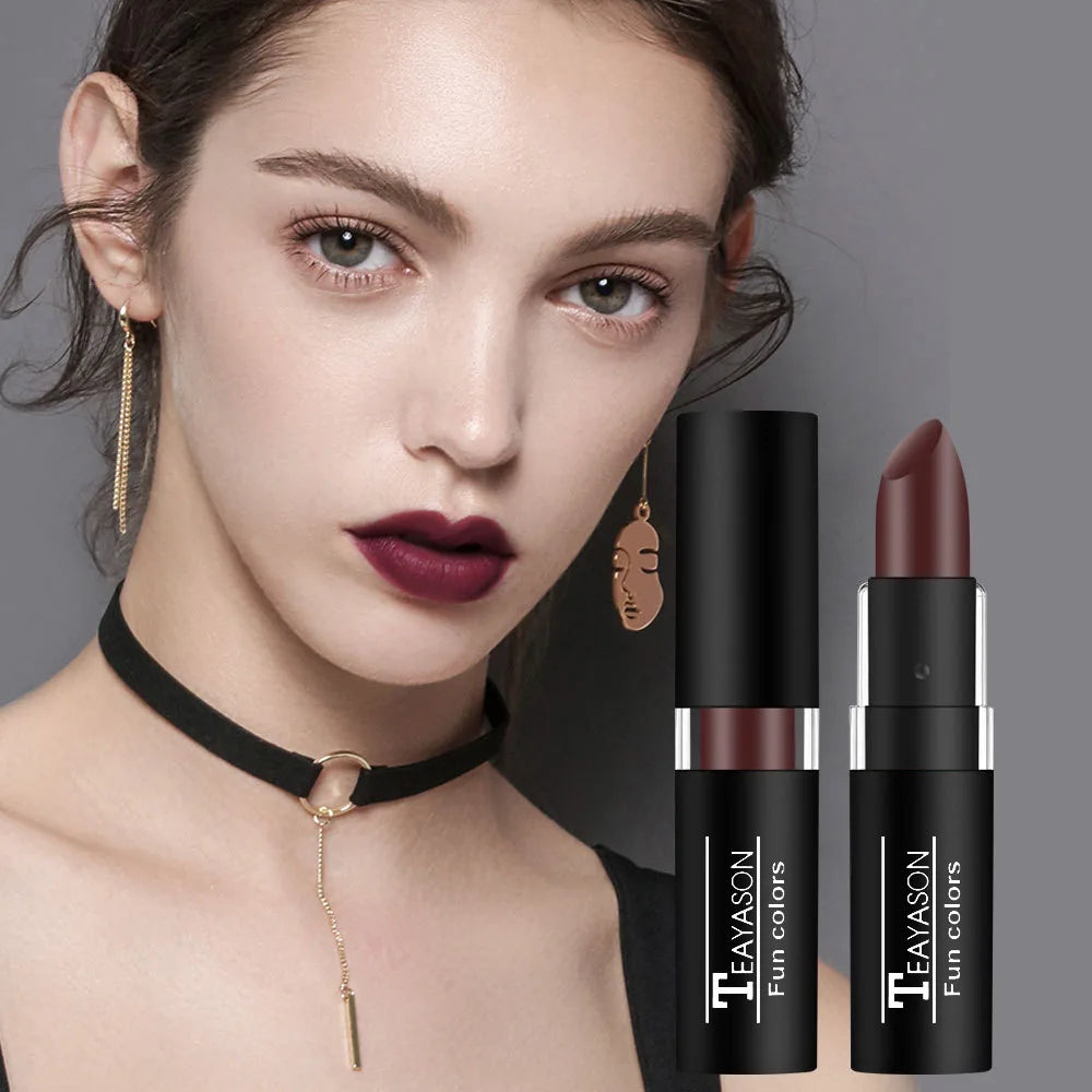 TEAYASON 12-Color Matte Lipstick – Waterproof Long-Lasting