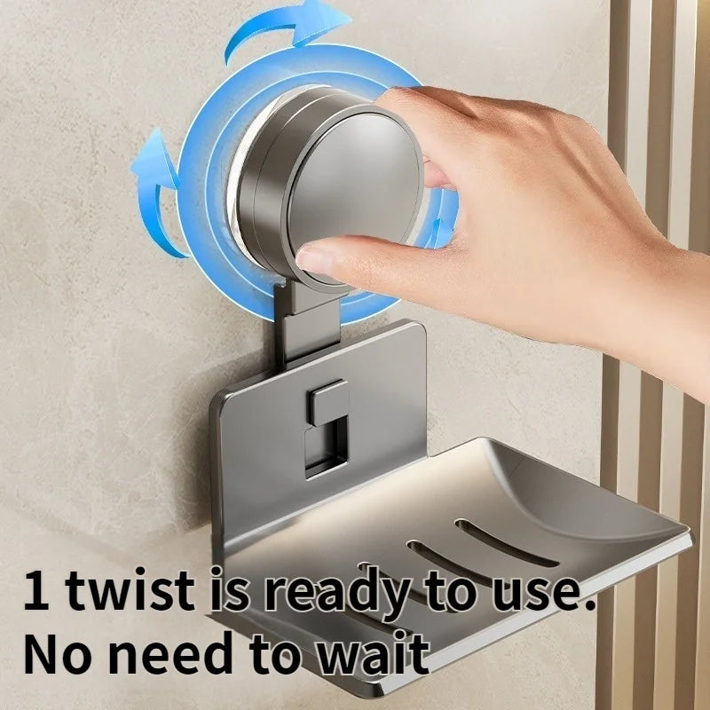 Drill-Free Suction Cup Soap Dish & Bathroom Storage Rack