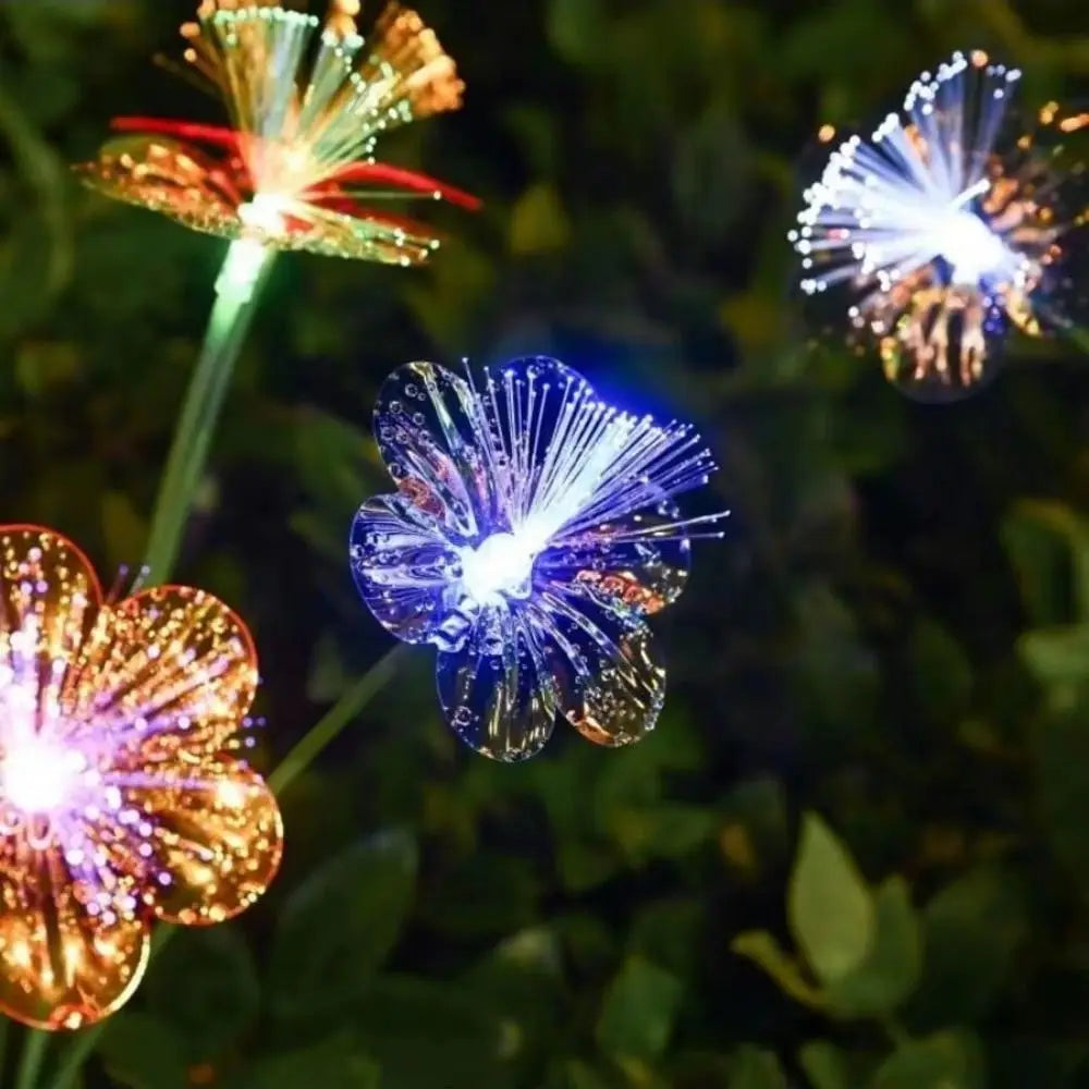 Solar Fiber Optic Flower Garden Stake Light | Waterproof 6/8 Head