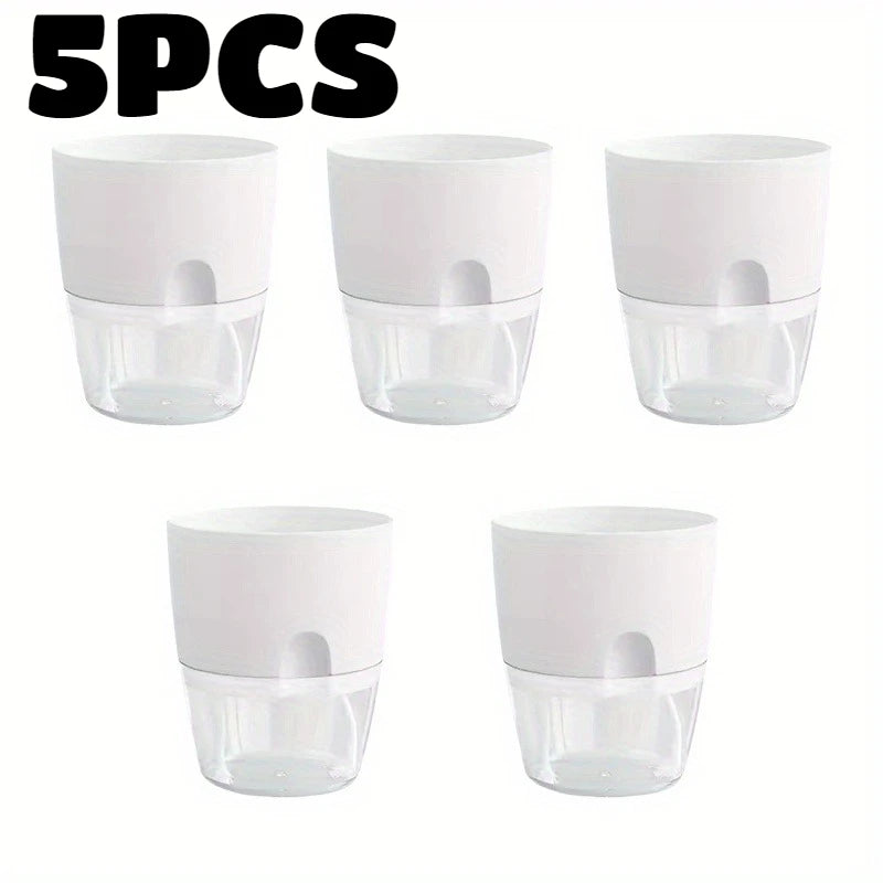 5-Pack Self-Watering Hydroponic Pots | Double Layer Design
