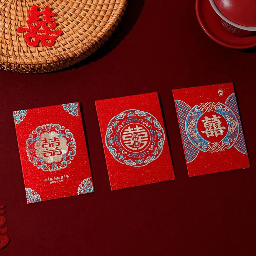 20pcs New Trendy Multiple Patterns Money Pocket Best Wishes Good Luck Red Envelope Lucky Money Blessing Bag Party Gifts Peaceful Pleasures Health and Wellness