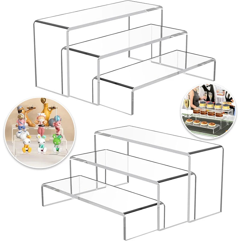 Acrylic Display Risers Set of 3 | Rectangular Stands for Events