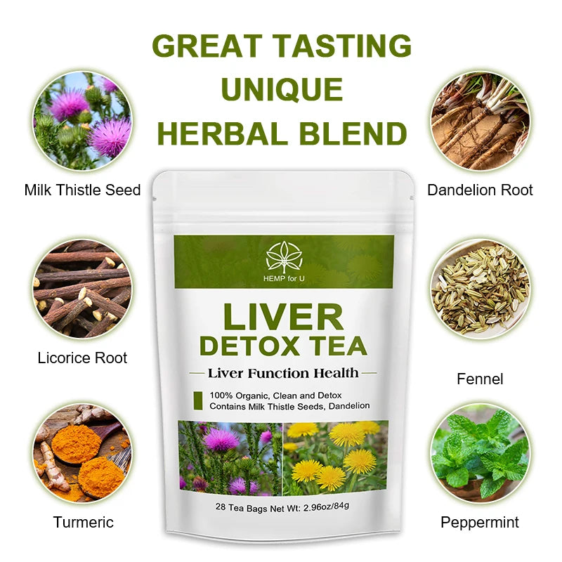 Liver Detox Herbal Tea – Organic Cleanse, Heat Clearing & Fat Metabolism Support | 42-Day Supply Peaceful Pleasures Health and Wellness