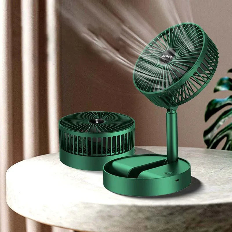Rechargeable Electric Folding Fan Telescopic Small Fan Student Dormitory Office Desktop Mute Big Wind Camping Foldable Fan Peaceful Pleasures Health and Wellness