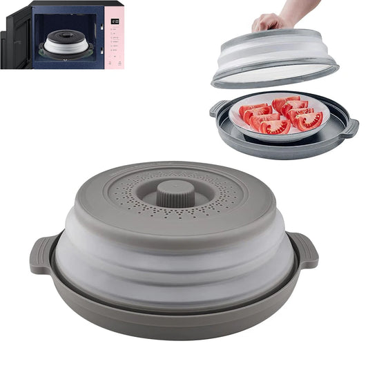 10.2 Inch Microwave Plate Cover 2 in 1 Cover As Splatter Guard Collapsible Lid for Plate Dish Bowl Multi-Purpose Kitchen Gadget Peaceful Pleasures Health and Wellness
