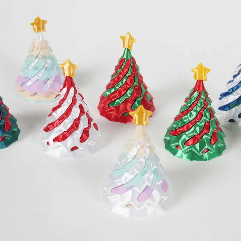 3D Printed Spiral Christmas Tree Fidget Toy | Dual-Color Swirl