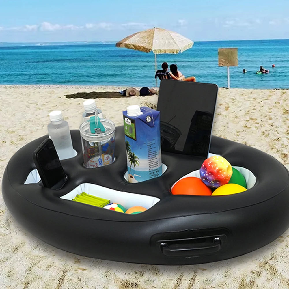 Inflatable Drinks Holder Floating Cup Holder Multifunctional Drinks Cooler Tray Leakproof Drinks Tray Floats for Summer Party Peaceful Pleasures Health and Wellness