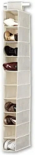 10-Shelf Hanging Shoe Organizer - Beige | Space-Saving Closet Storage for Bedroom & Travel Peaceful Pleasures Health and Wellness United States