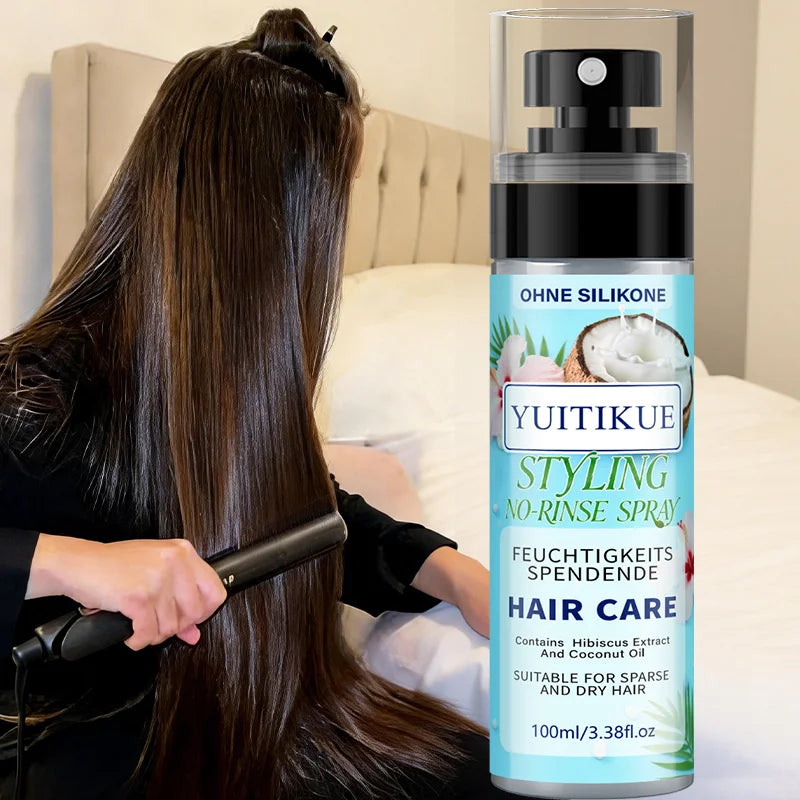 YUITIKUE No-Rinse Styling Hair Spray | With Coconut Oil & Hibiscus Extract | For Dry & Sparse Hair Moisturizing & Styling 100ml Peaceful Pleasures Health and Wellness