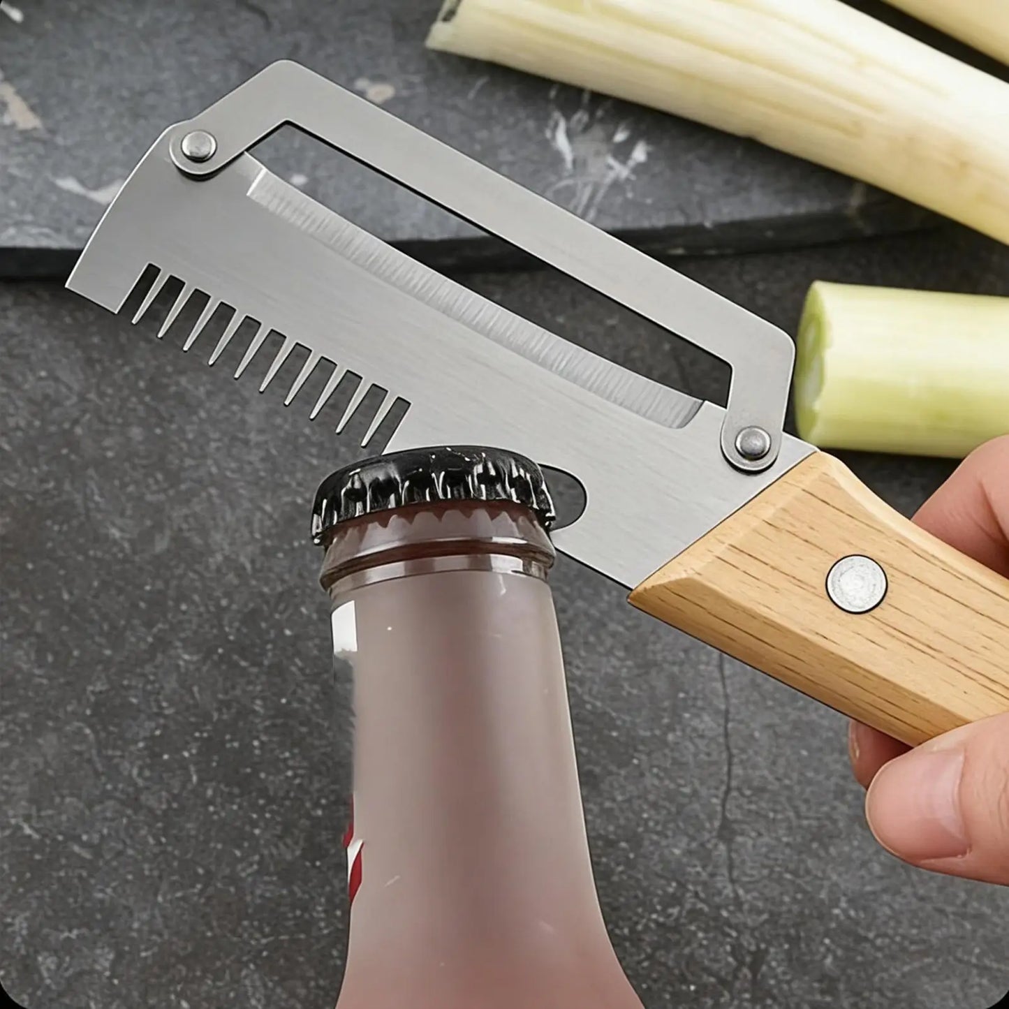 3-in-1 Stainless Steel Vegetable Peeler Set | Wooden Handle, 2pc