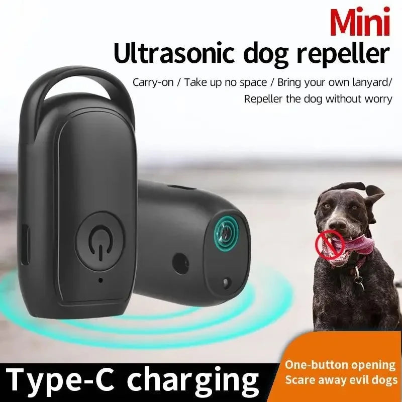 USB Rechargeable Ultrasonic Anti Bark Deterrent Device Portable Long Distance Dog Barking Control Trainer with LED Light Outdoor Peaceful Pleasures Health and Wellness Black