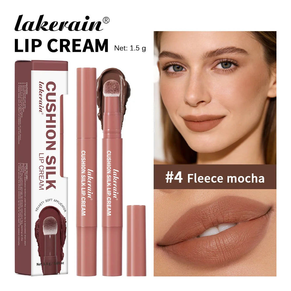 Lakerain 2-in-1 Lip Cream Powder Blusher Air Cushion Brush Design Deep Hydration Long-lasting Non Fading Lipstick Powder Blusher Peaceful Pleasures Health and Wellness Fleece Mocha