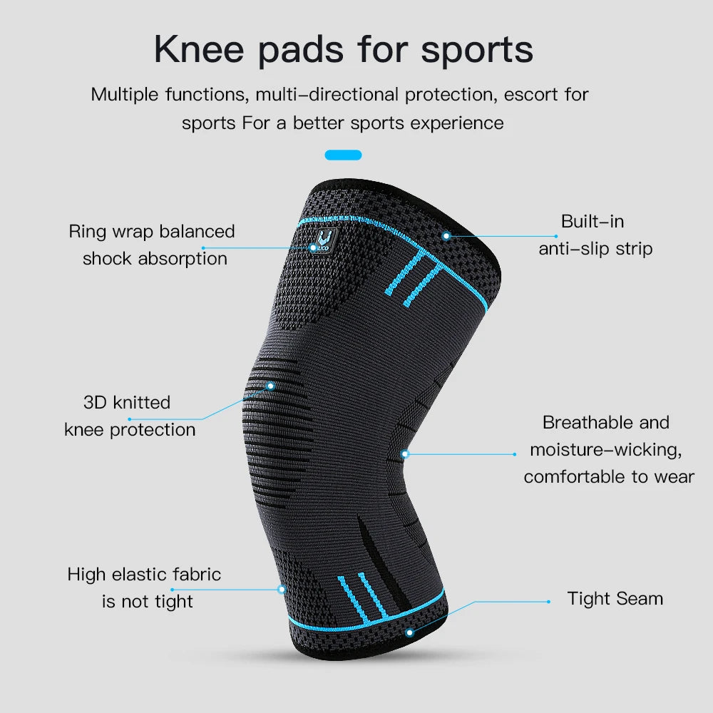 1 Pcs Compression Knee Support Sleeve Elastic Breathable Knee Pads Brace Springs Gym Sports Protector Basketball Volleyball Run Peaceful Pleasures Health and Wellness