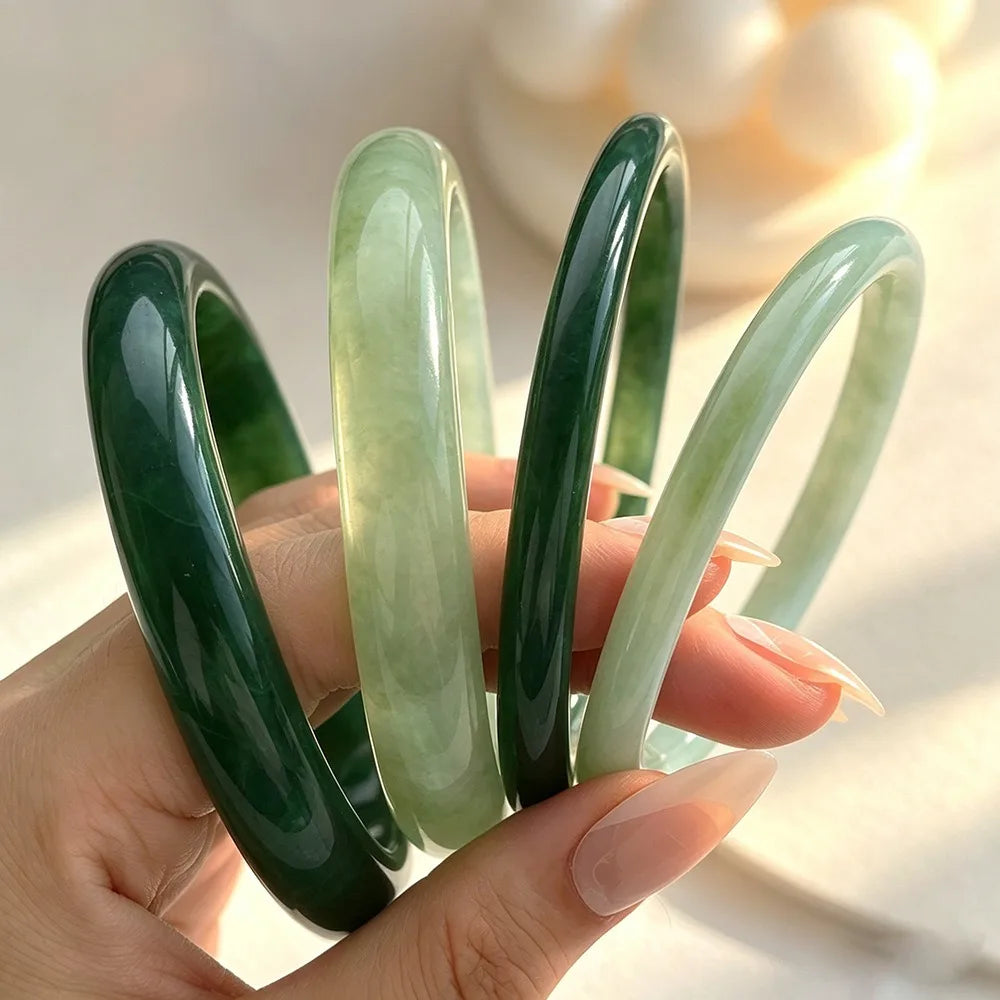 4Pcs Acrylic Stackable Bangle Set – Geometric Resin Bracelets Stackable Bangle Set Peaceful Pleasures Health and Wellness Green