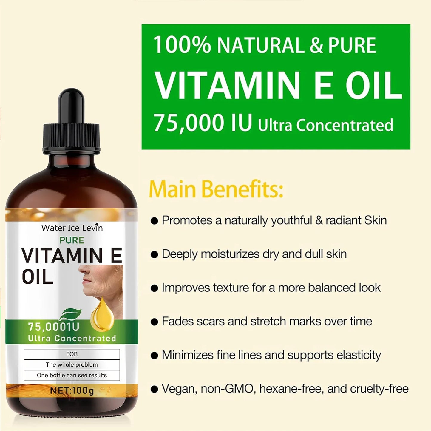 100ml Vitamin E Essential Oil – Skin, Hair, Body & Nail Care