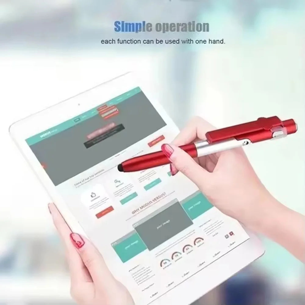 4-in-1 Pen: LED Light, Stylus, Phone Stand & Ballpoint